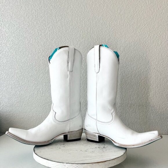 Lane EMMA JANE Womens Cowboy Boots 9.5 Matte White Western Cowgirl Mid Calf Tall - Picture 8 of 14
